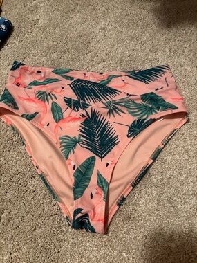Old Navy Coral Pink High-Waist Flamingo Print Swim Bottom